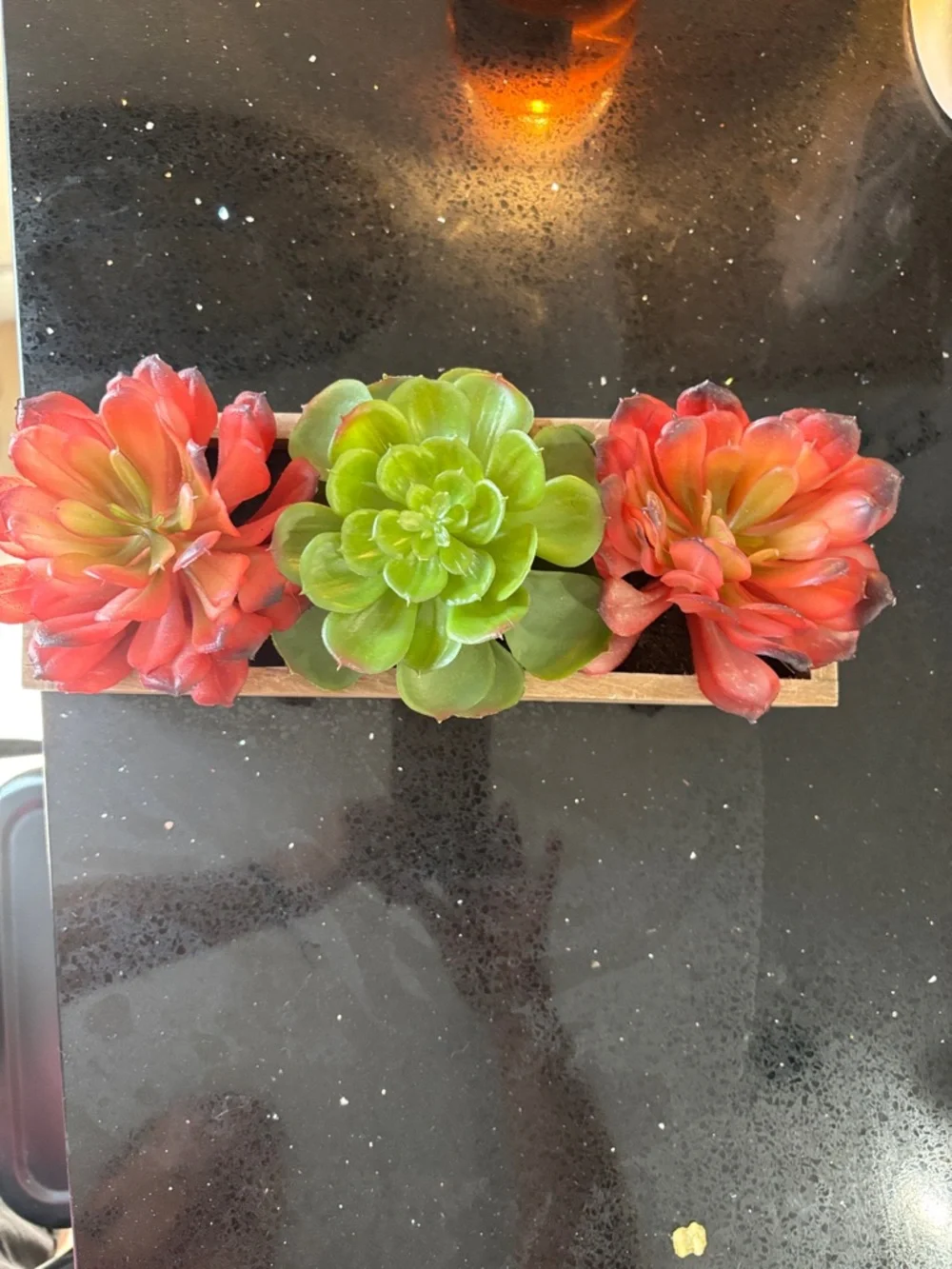 Artificial Quality Succulent Plant in a wooden box Lot Of 3 Beautiful Decorati